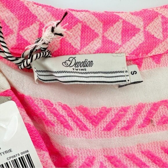 NWT Devotion Twins Ella Neon Pink White Swing Mini Dress Size S - Picture 8 of 11